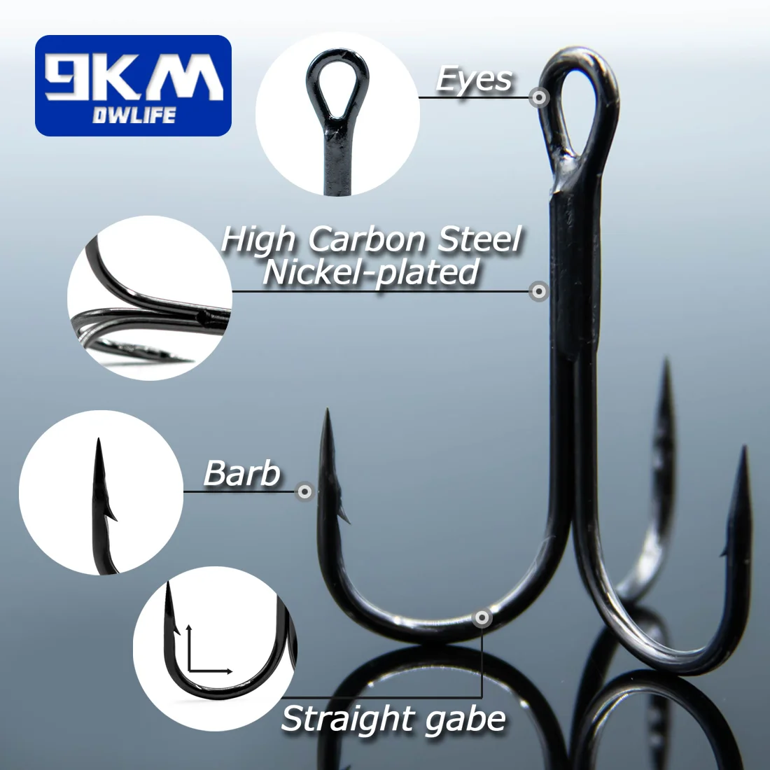 15-50 Stück Angelhaken aus Kohlenstoffstahl, Ersatz-Dreifachhaken für Hartköder, Crankbait, Spinner, Salzwasser, Süßwasser – Detail 1