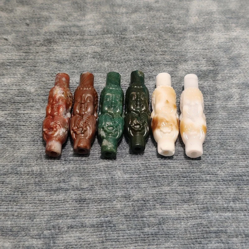 

Tibetan Totem Agate Dzi Exquisite Sculpture Guanyin Tianzhu Ethnic Necklace Pendant DIY Buddha Head Accessories 10pcs/pack