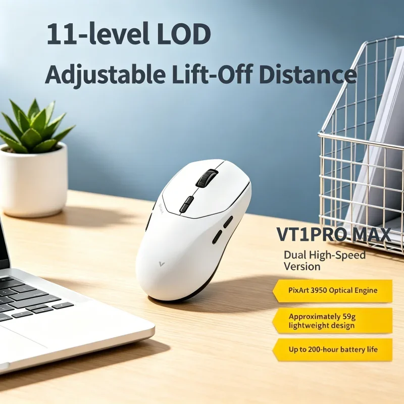 

59g Lightweight 8KHz Polling Rate Rapoo VT1PRO MAX Gaming Mouse 30000DPI 9 Programmable Buttons Ultimate Optical Tech