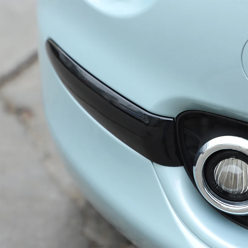 ABS Carbon Fiber For Fiat 500 2016-2024 Car Front Fog Lamp Side Fang Decorative Strip Sticker Car External Accessories
