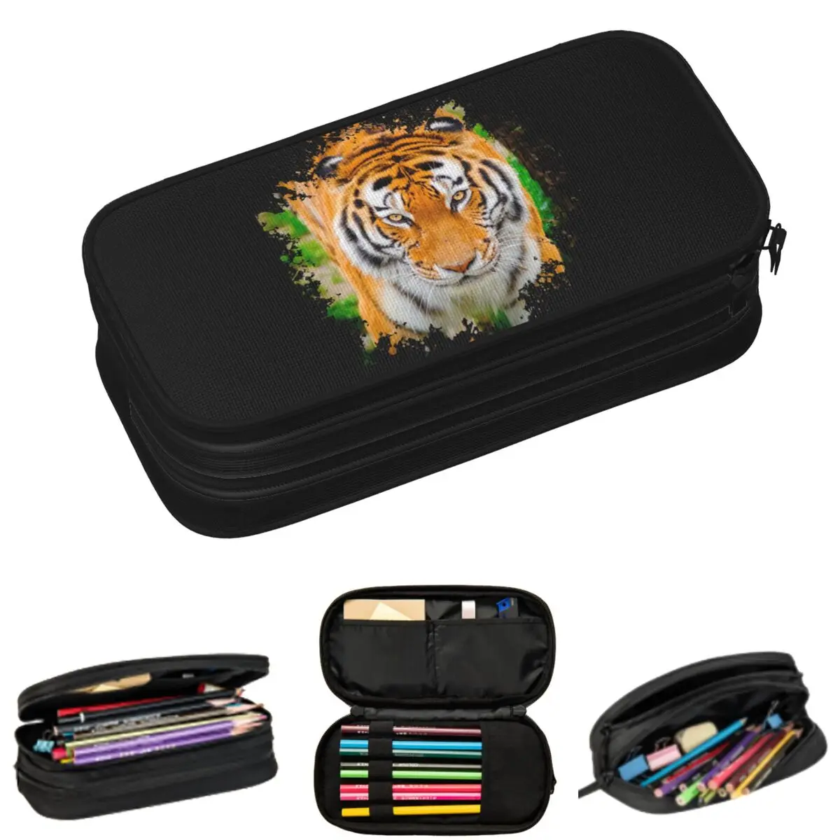 

Lovely Bengal Tiger Animal Pencil Cases for Students Gifts Pen Box Pencil Bag Large Storage Pencil Pouch