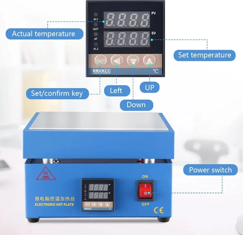 

TXF【Best Choice】800W Preheat Soldering Station,20*20cm Lab Welder Hot Plate Electronic Hot Plate 50-400 °C for PCB Repair SMD Re