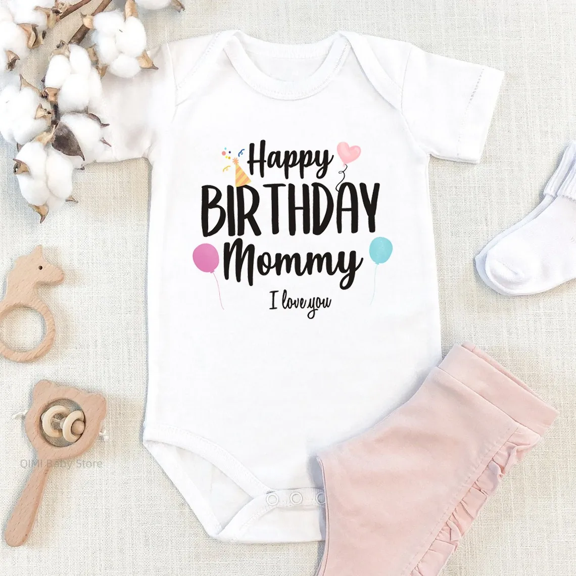

Happy Birthday Mommy I Love You Toddler Boys Girls Infant Clothes Newborn Baby Bodysuit Short Sleeve Summer Romper Birthday Gift