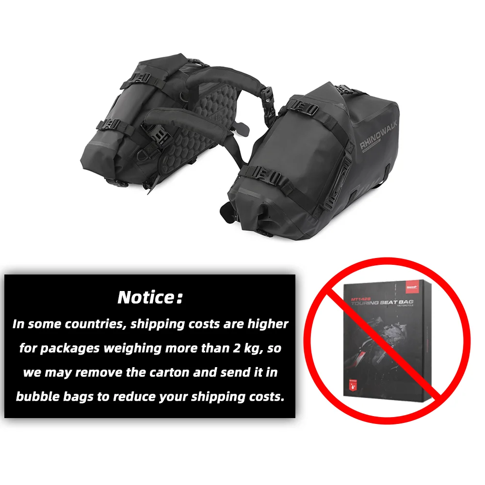 Rhinowalk Motorcycle Side Bag 2Pcs Waterproof 9L+9L Motorcross Saddlebag Motor Back Seat Tail Bag Fit Honda Suzuki Yamaha KTM