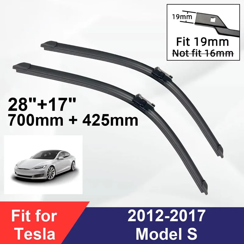 

For Tesla Model S 2012-2017 Front Wiper Blades Boneless Frameless Rubber Cleaning