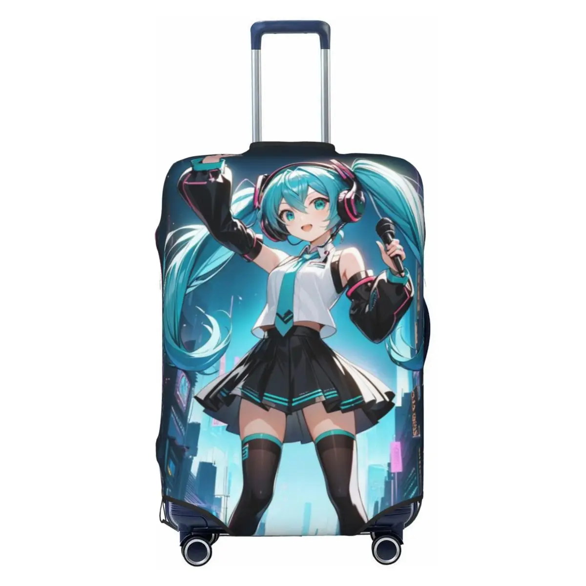 カスタム初音ミク-vocaloid-ロックアニメ旅行荷物カバー防塵スーツケースカバープロテクターフィット-18-32-インチ