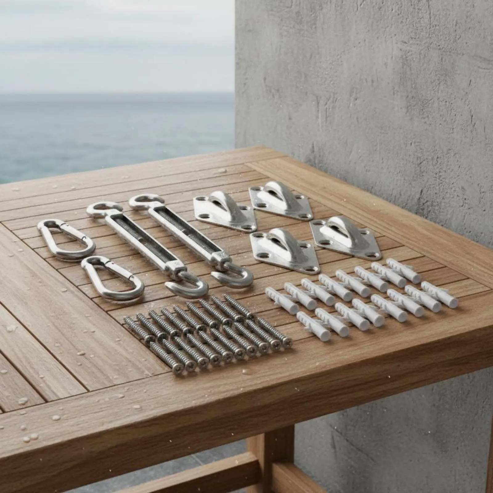 

40 Pieces Sun Shade Sail Hardware Kit Stainless Steel Awning Mounting Kit Sail Fixing Accessories Sturdy Duty