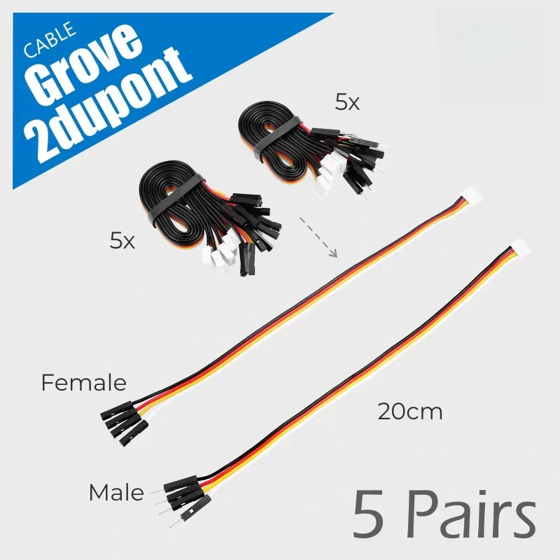 Official M5Stack Connection Cable Grove2Dupont HY2.0-4P to 2.54mm Male/Female Dupont Cable