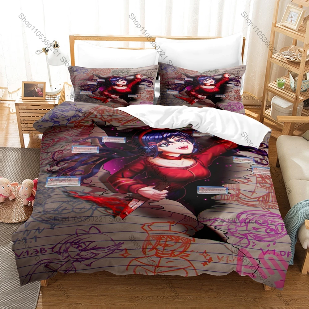 Dark Style Miside Graphic Bedding Set Duvet Cover With 2 Pillowcases Teen Gamer Room Decoration