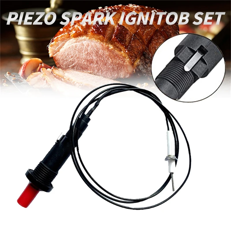 Piezo Ignition Set with Cable 1000mm Long Push Button Kitchen Lighters Barbecue Igniter for Gas Fireplace Camping Dropship