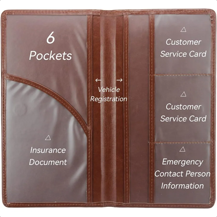 Organizer do schowka samochodowego z wysokiej jakości skóry PU na dokumenty rejestracyjne, ubezpieczeniowe, prawo jazdy, karty i inne niezbędne dokumenty.