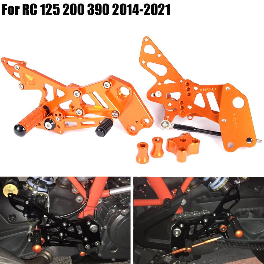 Rearset For KTM RC 390 200 125 2014 - 2021 2015 2016 2017 2018 2019 2020 RC390 Motorcycle Adjustable Rear Sets