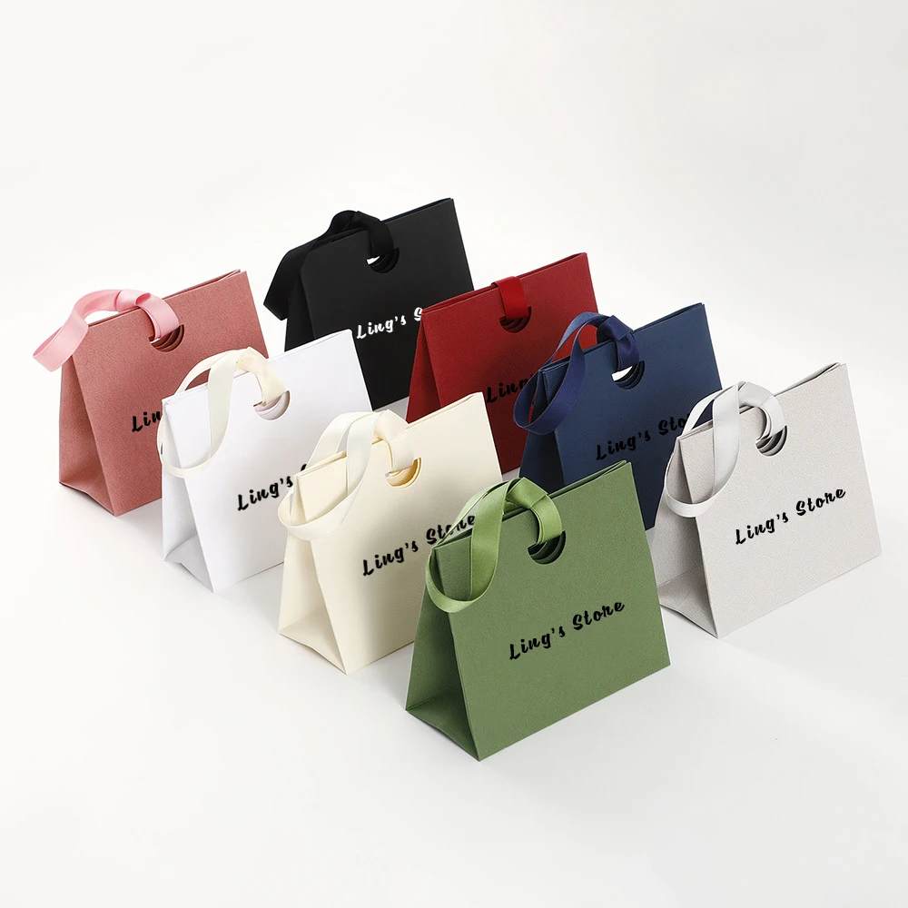 50Pcs Personalized Exquisite Jewelry Gift Tote Bag 15.5×13.5×7.5cm Cosmetic Lipstick Eyelash Dessert Earrings Packaging Handbags