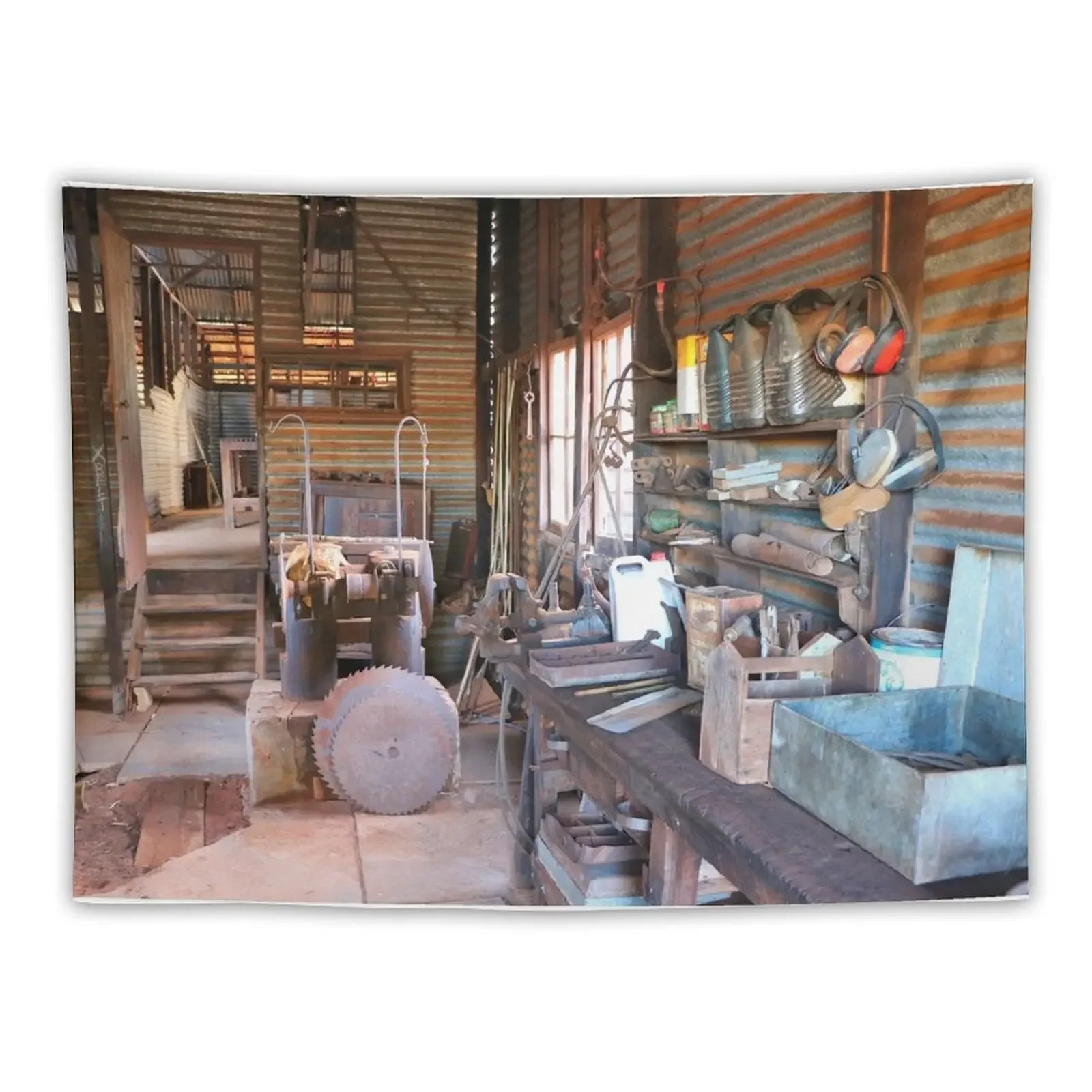 

Inside Outback shearing shed, Western Australia Tapestry Carpet On The Wall Outdoor Decor Tapestry