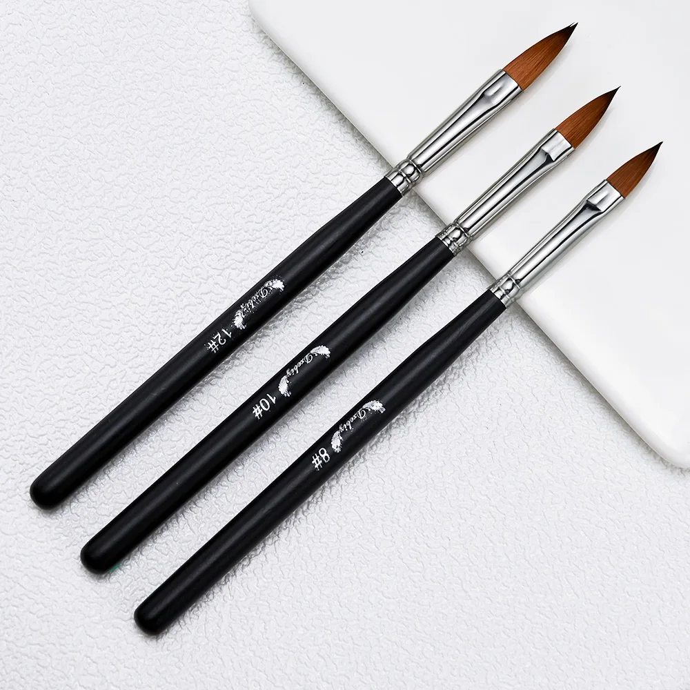 3pcs Kolinsky Acrylic Nail Brush Wood Handle Gel Builder Drawing Mink Brush UV Gel Liquid Powder Pen DIY Nails Art Manicure Tool