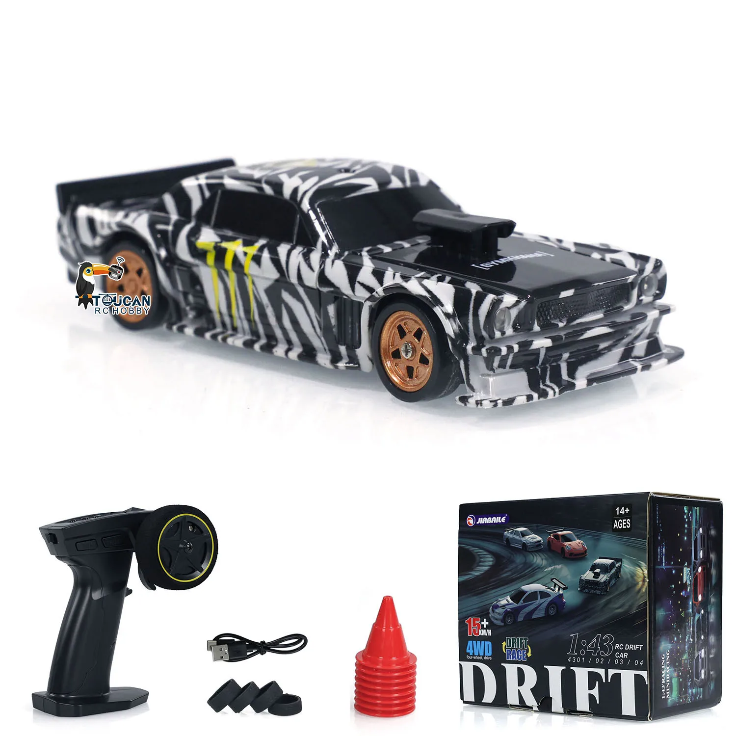 Drifting Car Model Toy para Meninos, 4WD, 2.4G, Escala 1/43 RC Mini, RTR Four-Wheel Drive, Rádio Controle, Alta Velocidade Drifting Cars, Presente