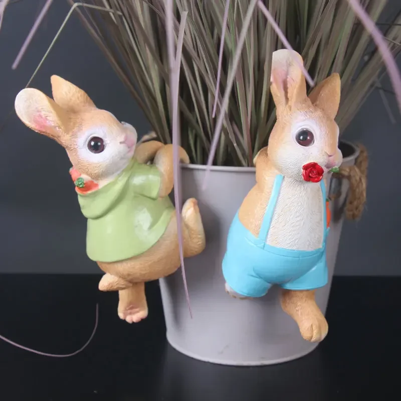 

Garden Decoration Cute Rabbit Flower Pot Pendant Balcony Landscape Home Decoration Resin Crafts Ornament