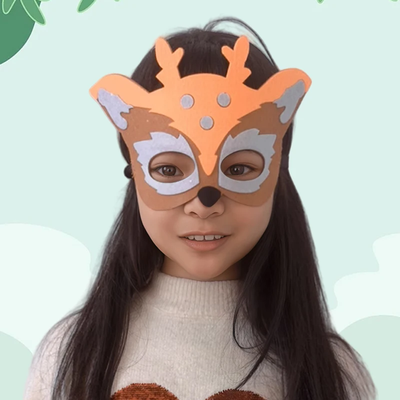 1세트 동물 파티 마스크/동물 테마 마스크 정글 사파리 파티 마스크 펠트 어린이 재미있는 눈가리개 생일 파티 무대 사진 소품