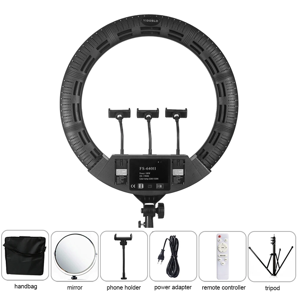 Professionele 22 inch Led Ring Lamp met Statief 100 W Yidoblo FS640II Ring Verlichting voor Make Tattoo Video Fotostudio Stream CRI95