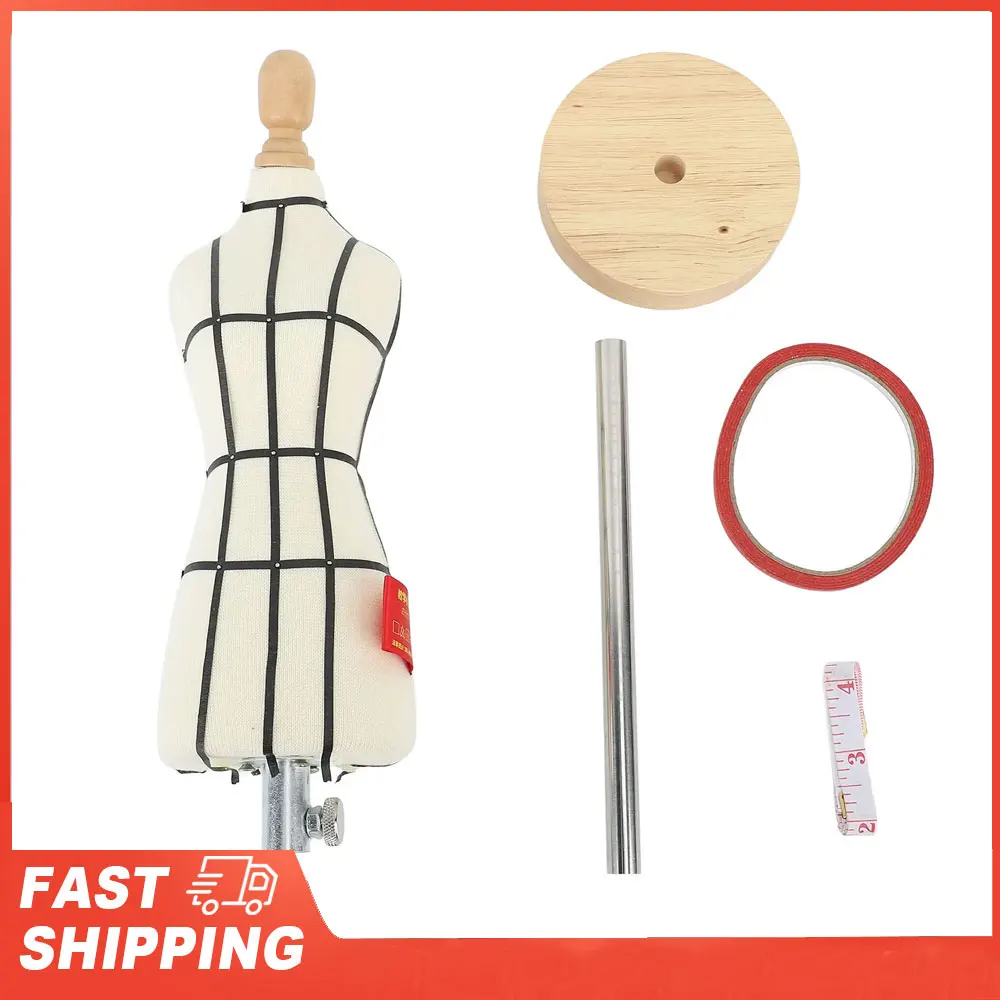 

Miniature Dress Form With Stand Wood Base Sewing Mannequin Body Clothing Display Model For Dressmaking And Teaching 1/2 Size
