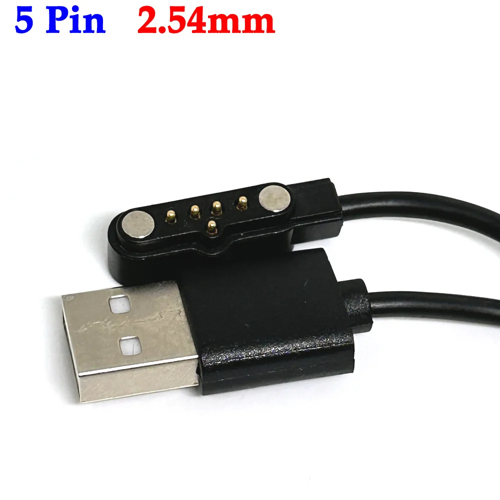 

1pcs 5 pin Pogo Magnet Cable for Kids Smart Watch Charging Cable USB 2.54mm Charge Cable for A20 A20S TD05 V6G Magnetic Charger