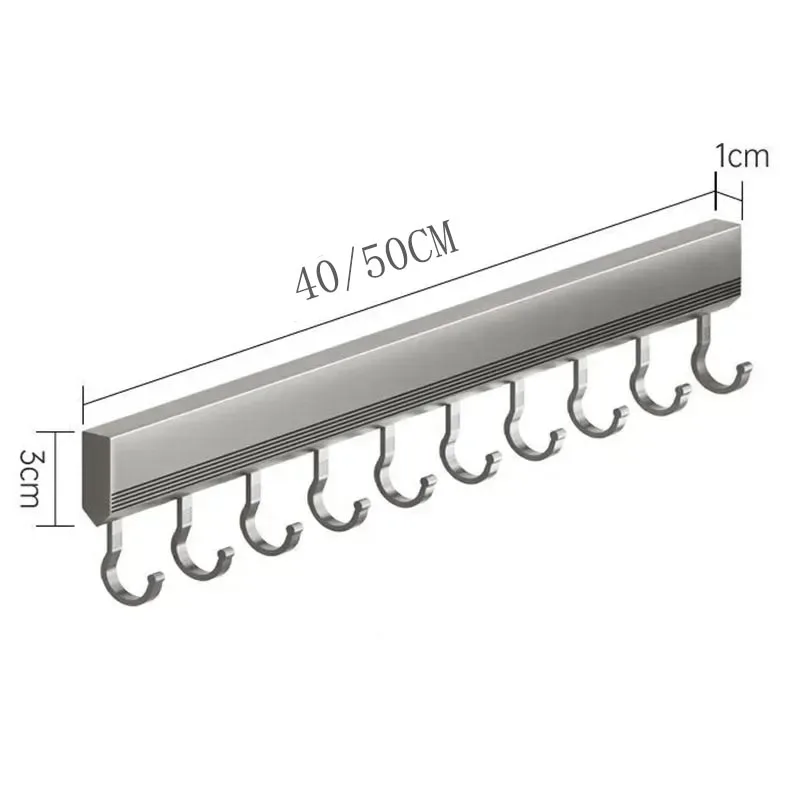 Aluminiumlegierung Haken Rack Wand montiert bohrfreie Küchenutensilien Lagerung Reihe Haken Halter Badezimmer Robe Handtuch Kleiderbügel