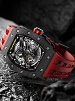 TSAR BOMBA Automatic Watch for Men Carbon Fiber Bezel Skeleton Mechanical Watches Luxury Clock Waterproof Mens WristWatch photo 3