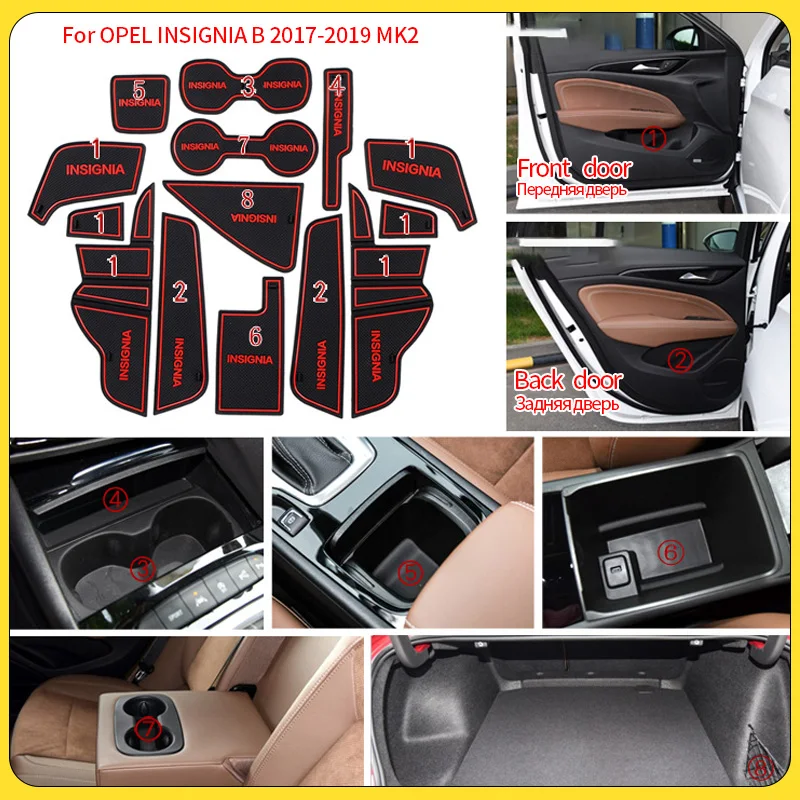 Car Anti-Slip Gate Slot Cup Mat For OPEL INSIGNIA B 2017-2019 MK2 Non-slip Coaster Tool Interior Car-styling Accessories