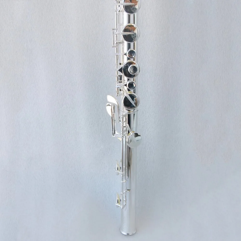 High-End Professional Silver-Plated Bass Flute Closed Holes Music Instrument