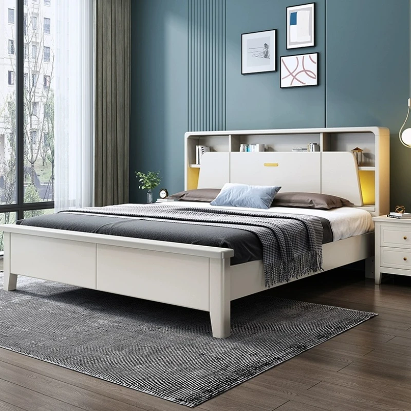 Hoogwaardig tweepersoonsbed Esthetische modulaire opbergruimte Kingsize Twin Bedframe Modern multifunctioneel Cama De Casal Scandinavisch meubilair