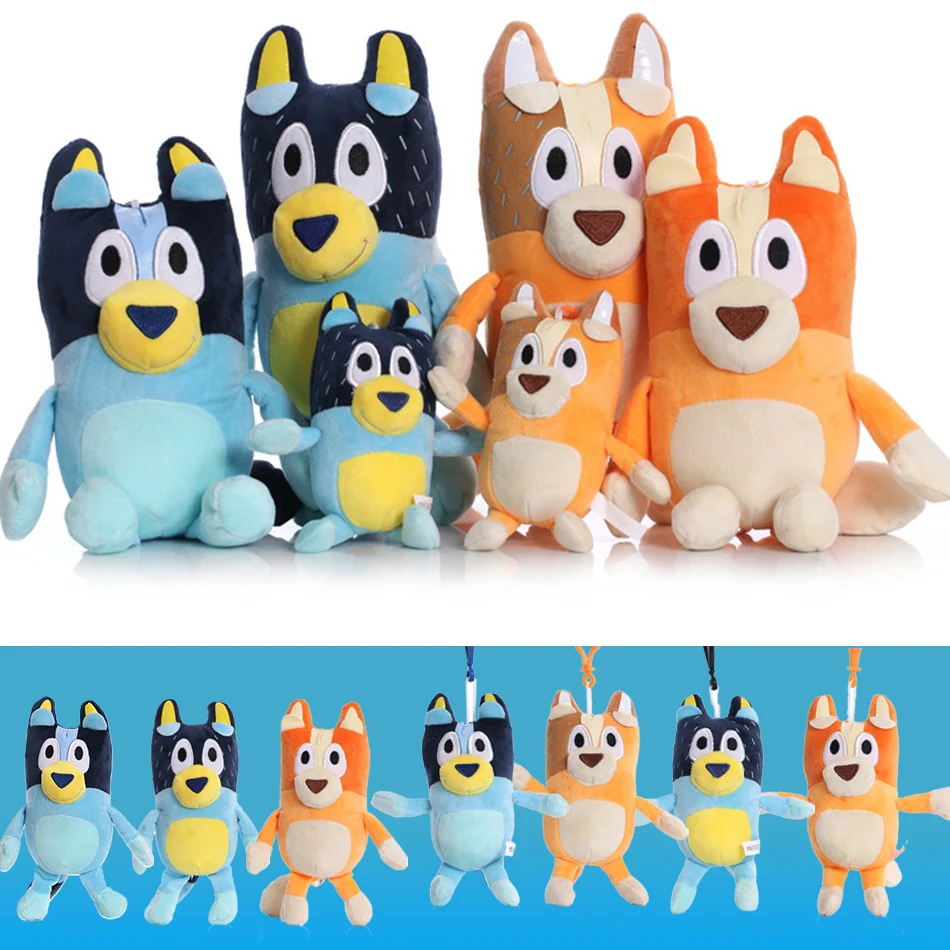 

ГОРЯЧАЯ НОВИНКА! Плюшевые игрушки Bluey Dog Bingo Family, 17-28 см, мягкие мультяшные собачки, брелоки-куклы, подарки на день рождения, Family Blue-Y Bingo