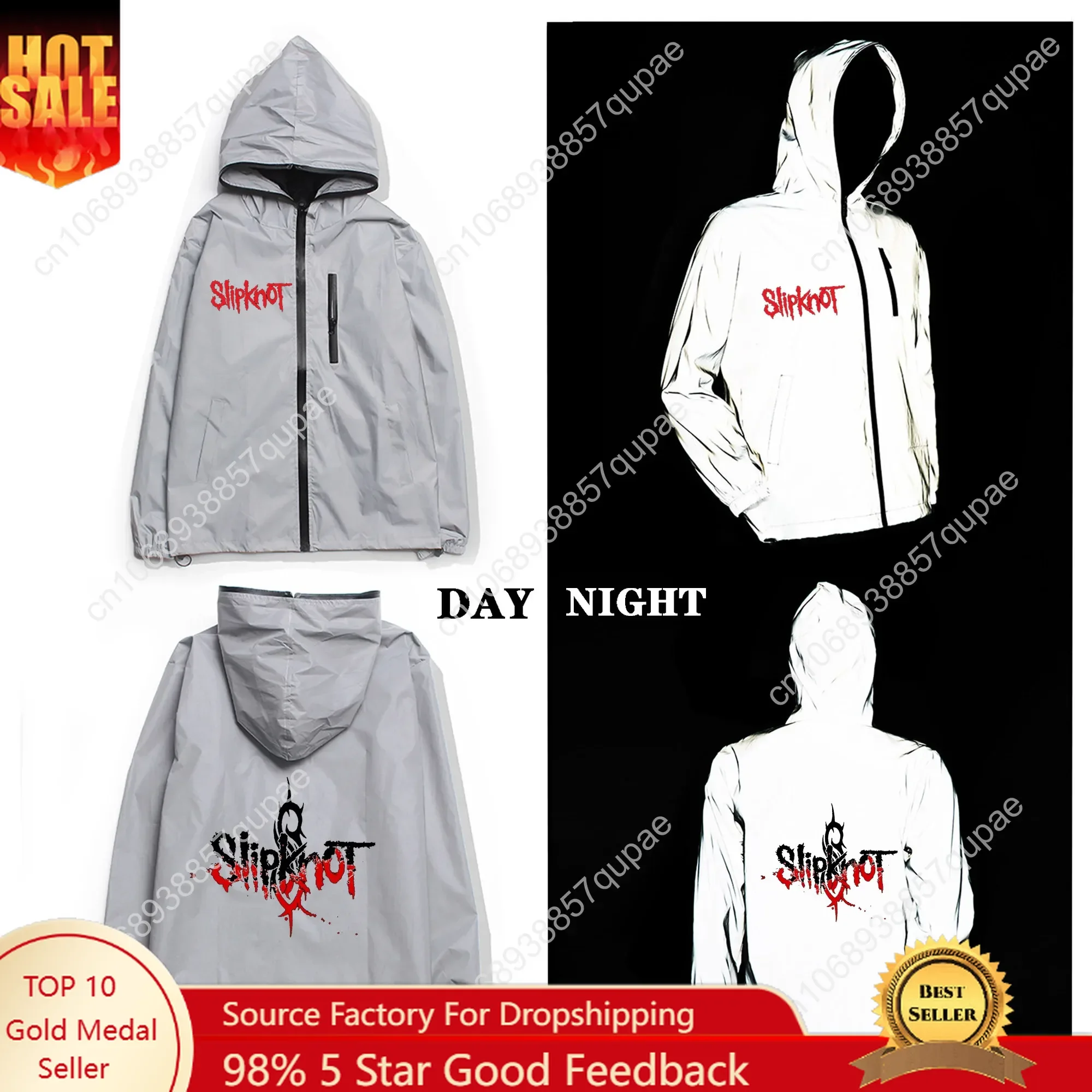 S-Slipknots Heavy Metal Rock Band Reflective Jacket Mens Womens Coat Hooded Windbreaker Runing Pocket Jackets Customized Hoodie