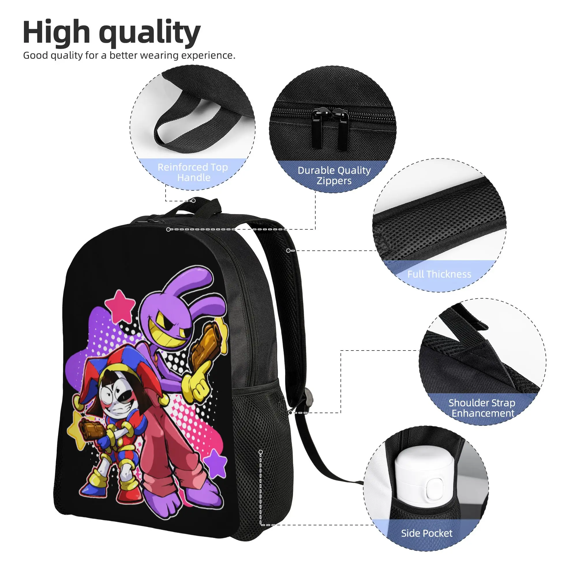 Jax Cartoon Digitals Circus Kaufmo Dark Characters Teenage Backpack High School  Daypack for Men Women College Shoulder Bag