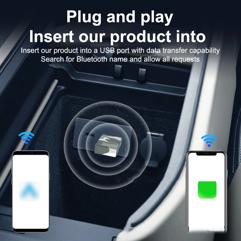 2 In 1 Wireless CarPlay AI Mini กล่อง Android Auto กล่องอะแดปเตอร์ Plug & Play การเชื่อมต่อแบบมีสายไร้สาย Universal สําหรับ 99% OEM รถยนต์