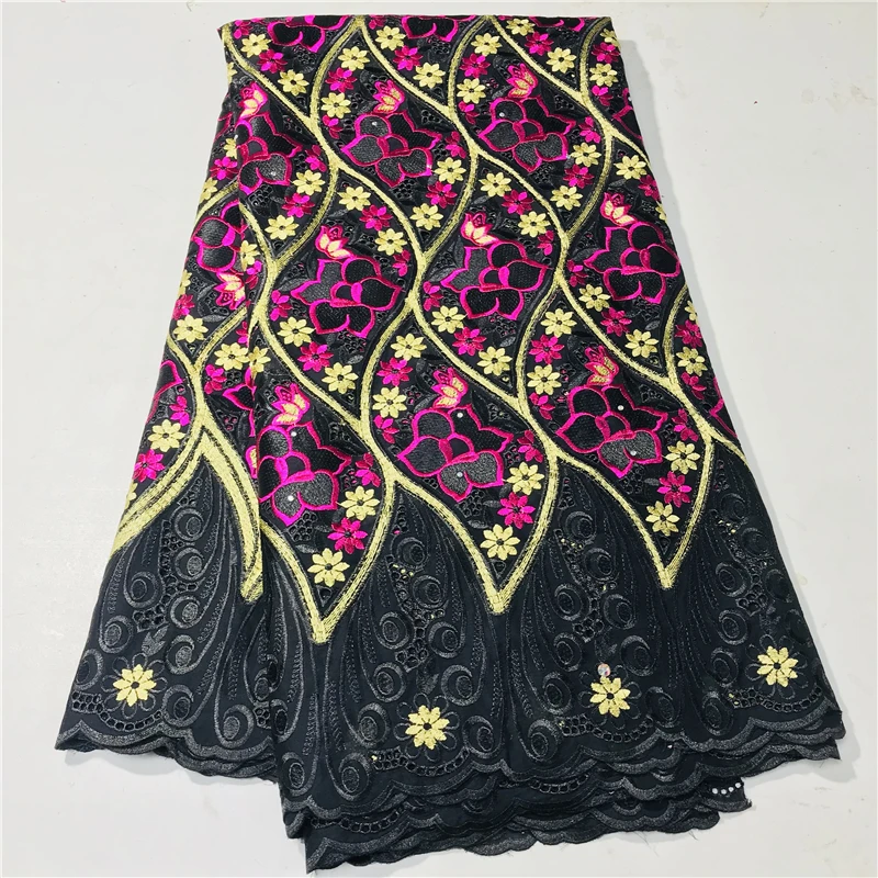 5 yard Heavy Beaded Embroidery African 100% Premium Cotton Fabrics High quality Swiss Voile Lace Popular Dubai Style 30L310181