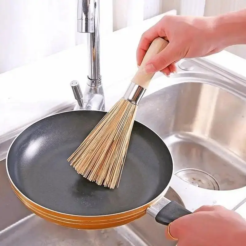 Natural Scrub Brush For Dishes Natural Household Cleaning Brush Kitchen Brushes For Dishes Small Cleaning Brush Ergonomic Handle