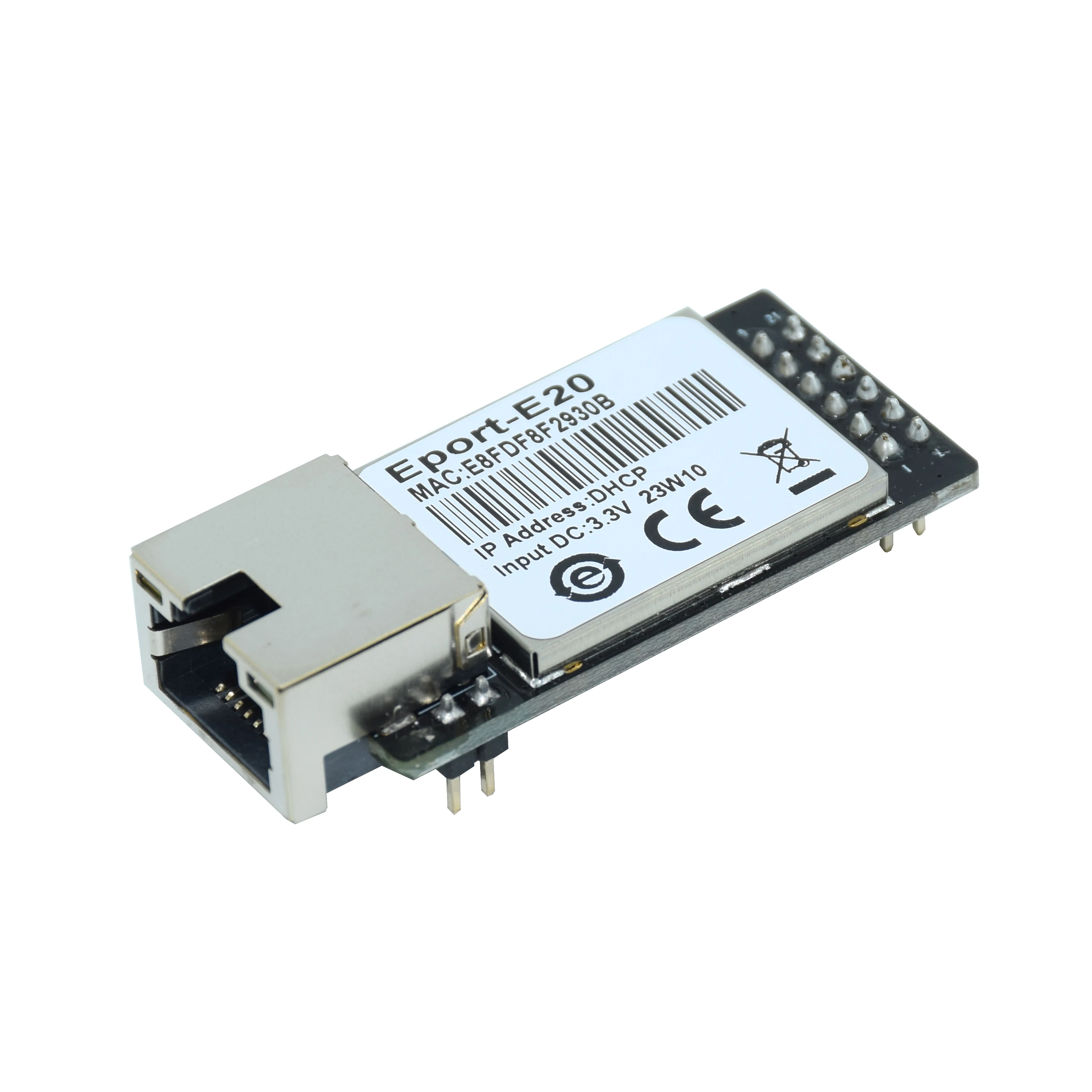 พอร์ตเซิร์ฟเวอร์เครือข่าย Eport-E20 3.3V TTL อนุกรมไปยังอีเธอร์เน็ตฝังโมดูล IOT อุปกรณ์สนับสนุน DHCP TCP IP Telnet Modbus TCP