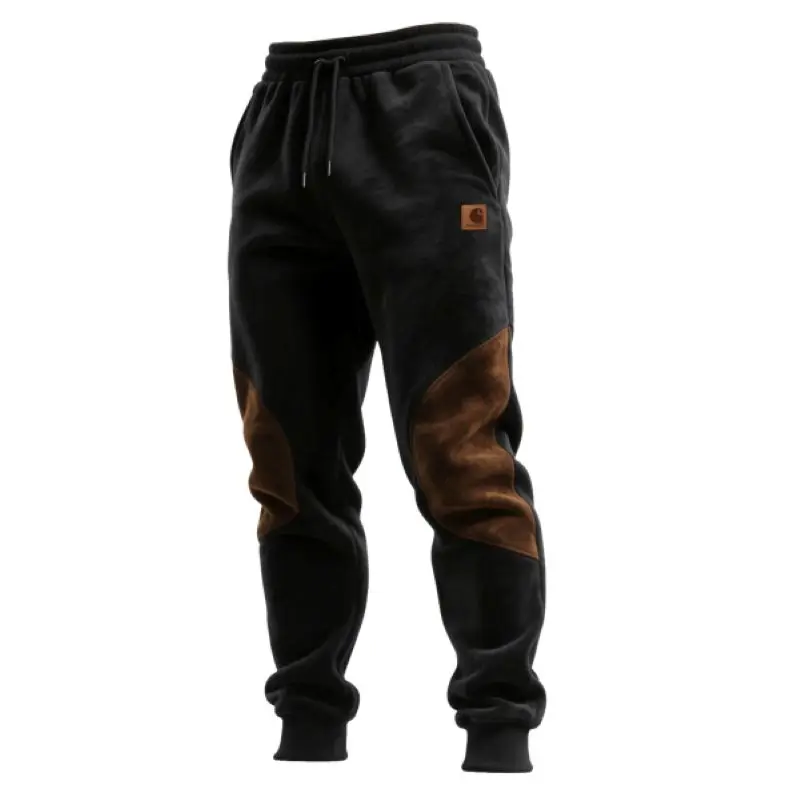 3xl Autumn Winter Men Color Block Patchwork Casual Trouser Elastic Drawstring Waist Loose Jogger  Daily Home Workout  outdoor