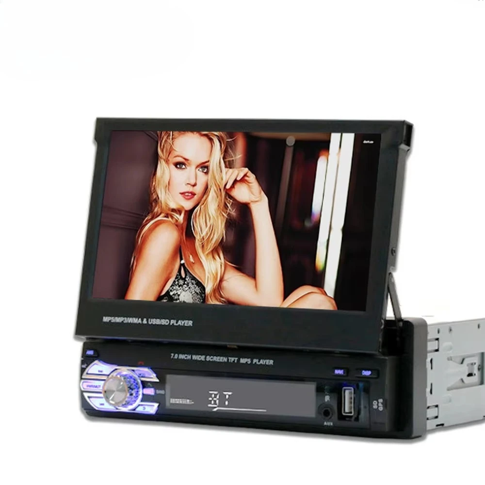 

Single 1 DIN 7 Inch Retractable Touch Screen Car Audio Radio Stereo Video DVD Player