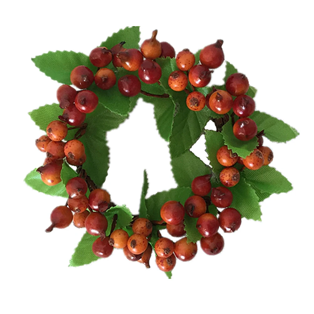 

2 PCS Christmas Wreaths Green Leaf Berries Farmhouse Household Decorate Simulated Garland Cabinet Berry Room Indoor Decoration