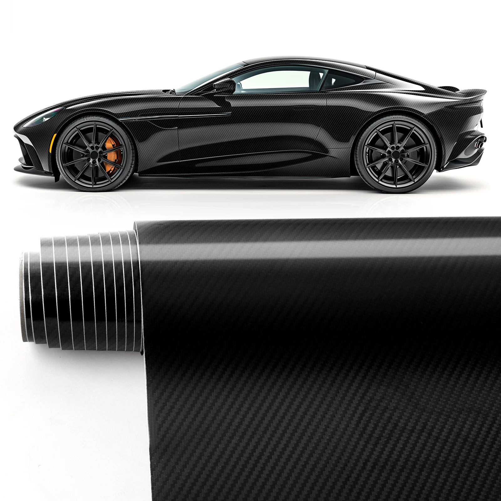 20X5FT High Glossy Black Carbon Fiber Vinyl Wrap Vehicle Sticker Decal Film Holographic Laser Vinyl Car Wrap Decal Sticker Film