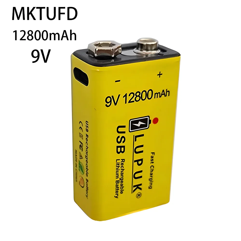 

9V lithium-ion battery USB 12800mAh MKTUFD suitable for multimeter microphone toys smoke detection remote control helicopter KTV