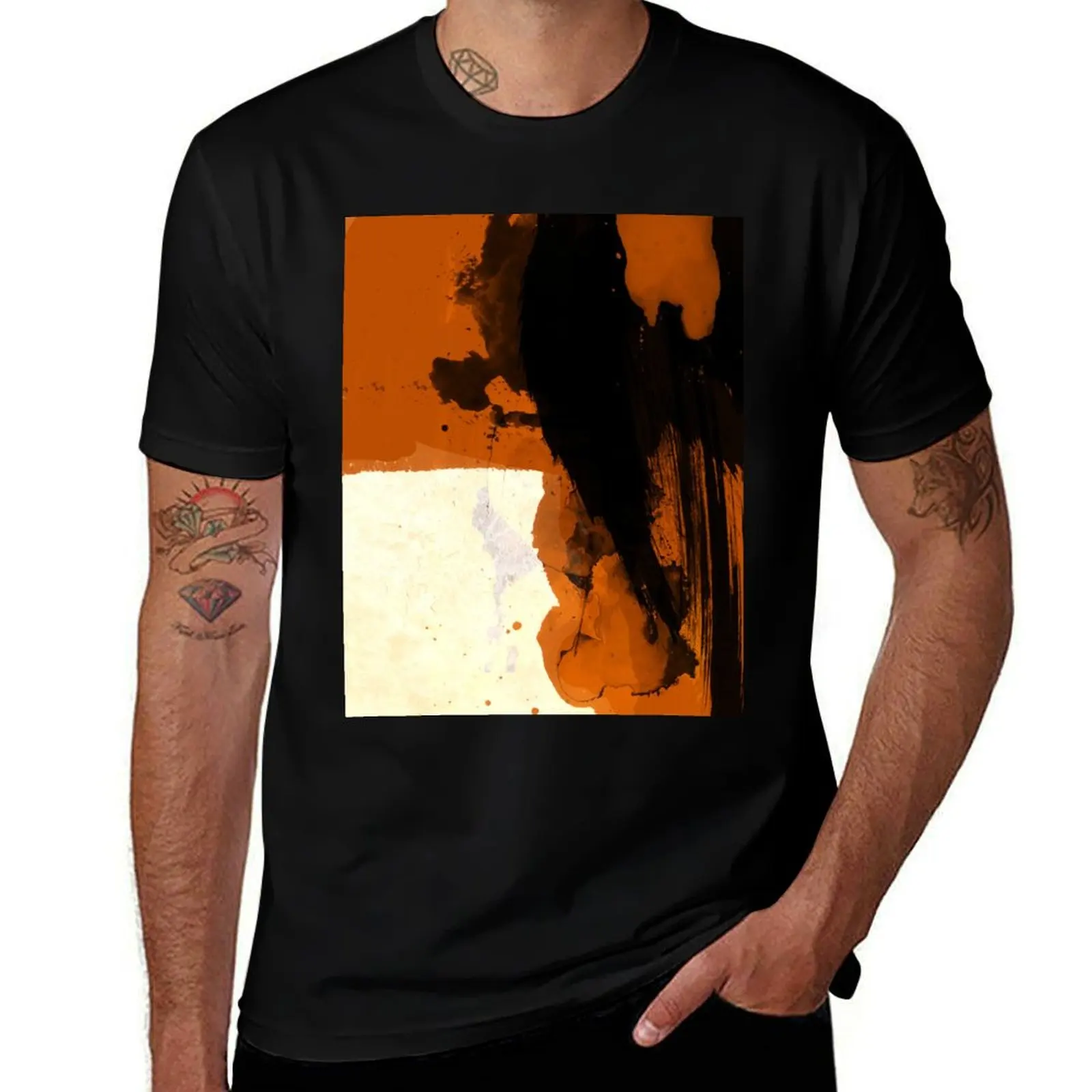 

Футболка Minimal Orange on Black, мужская футболка из плотного хлопка, футболки с аниме для мужчин, футболка
