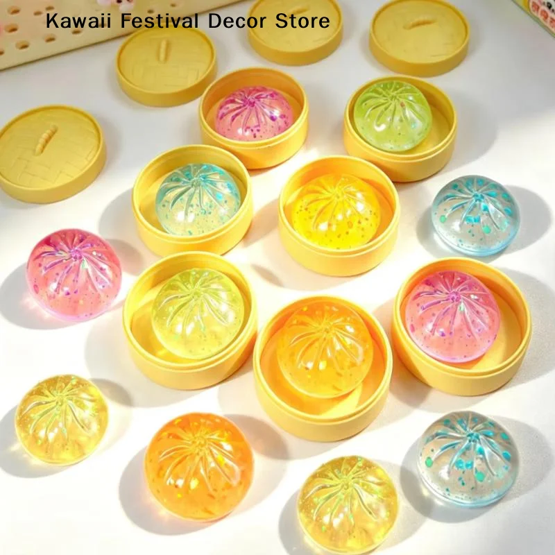 1pcs Crystal Bun Card Cute Mini Soup Dumpling Shaped Stress-Relief Squeeze Toy, Venting Office Prank Toy, Slow Rebound, Fun Gift