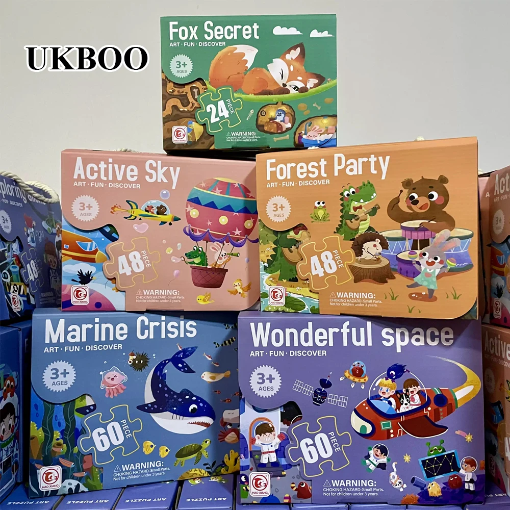 UKBOO Jigsaw puzzles, Paper Multiple Themes Fox Ocean Space Forest Pattern Puzzle Set, Leisure Assembly Game, Desktop Art Decor