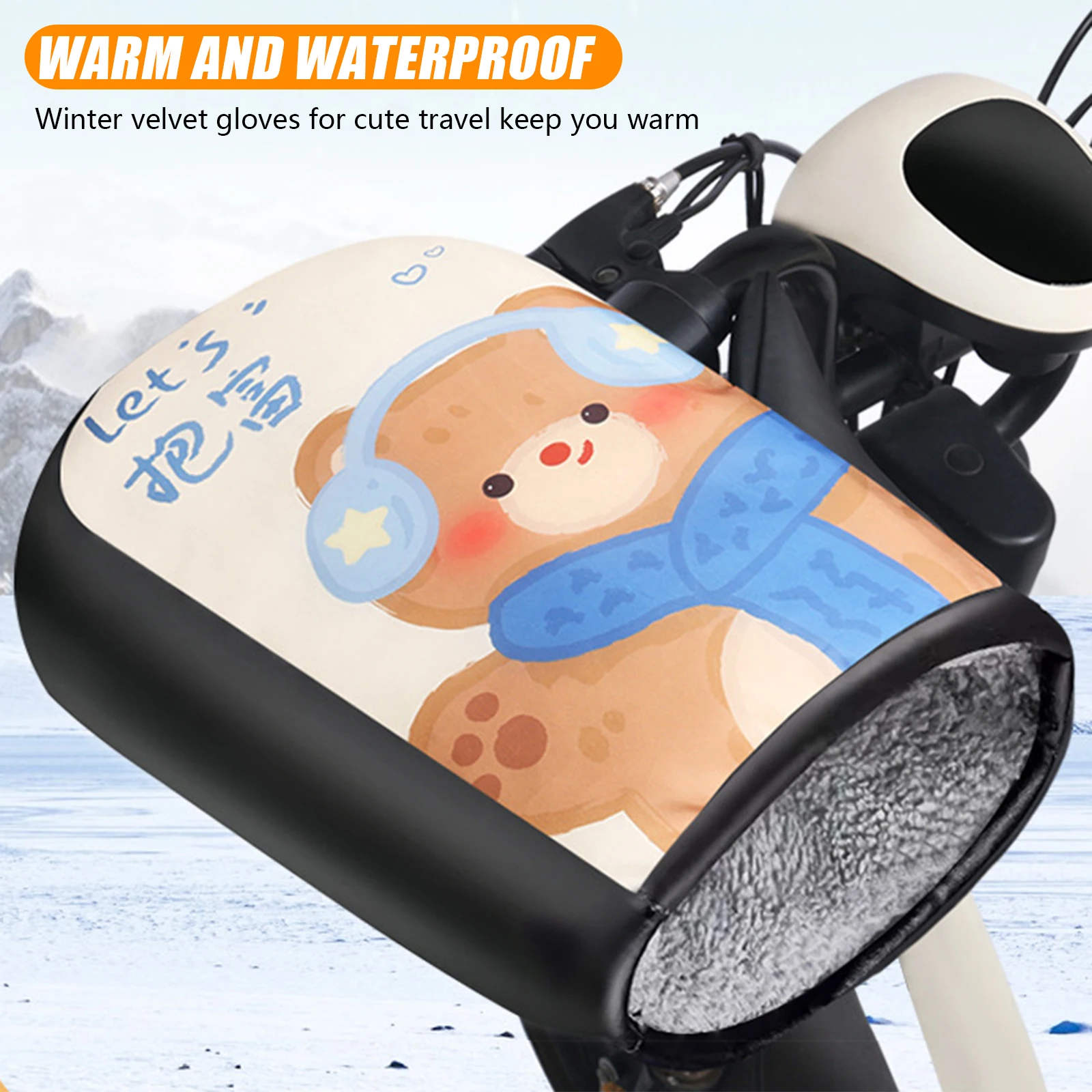 

Winter Warm Handlebar Gloves Waterproof Thickened Plush Gloves For Bicycle Motorcycle Electric Bike Outdoor Cycling Warm Gloves