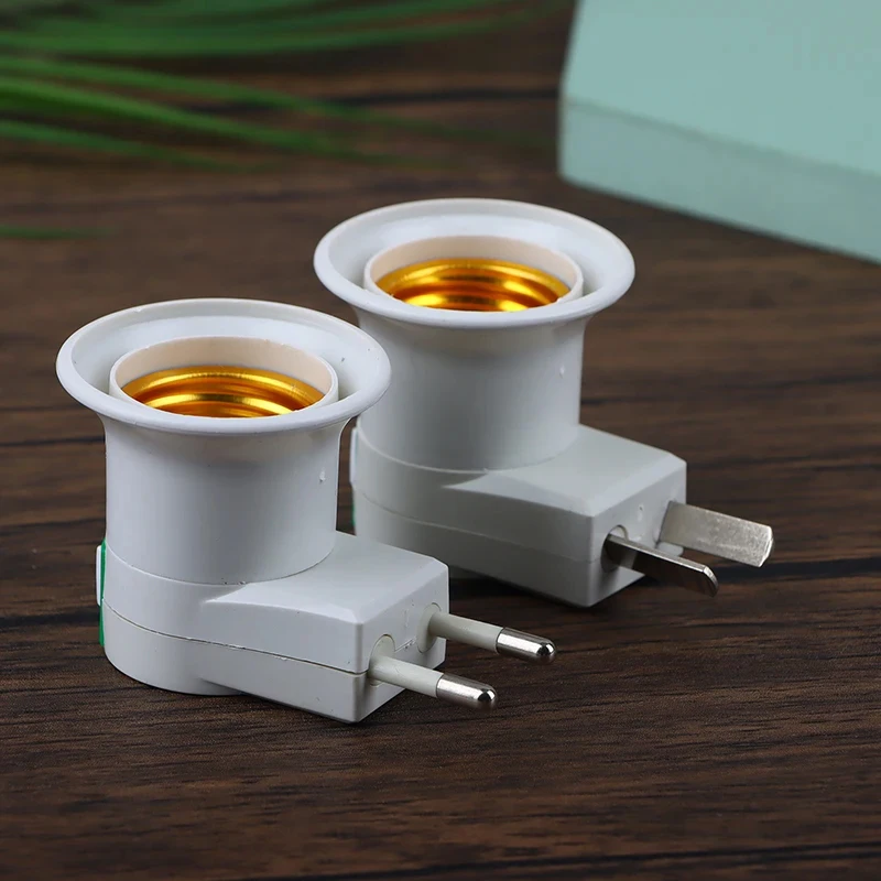 E27 Socket LED Light To EU Plug holder  Adapter Converter ON/OFF For Bulb Lamp Holder Lamp Base