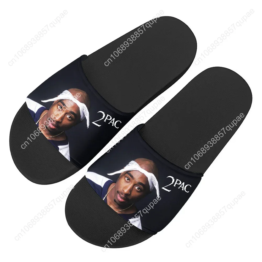 Tupac Rapper 2Pac Slippers Home Water Shoes Rapper Hip hop singer Men Women Teenagers Beach Pool Sandals Custom Summer Slipper