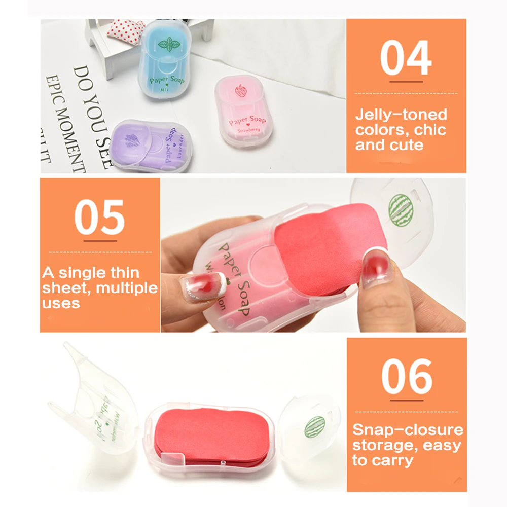 صفائح صابون اليد المحمولة للسفر | مناديل تنظيف تذويب | خالية من الكحول | أثناء التنقل 50 ورقة/صندوق #4