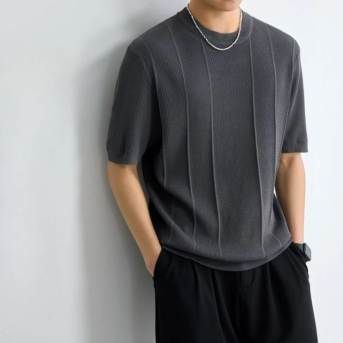 2026 Ice Silk Short Sleeve T-Shirt Summer New Loose Thin Breathable Men's Half Sleeve Top Premium T-Shirt